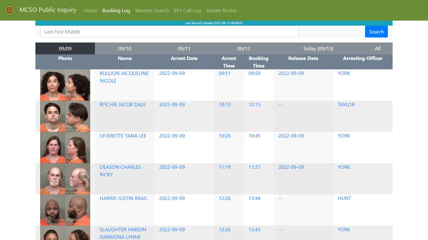 MCSO Public Inquiry: Booking Log - api.mcgtn.org