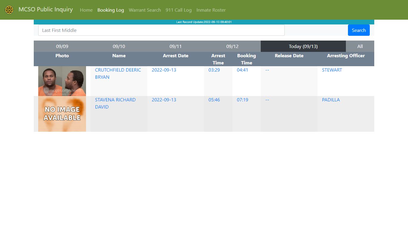 MCSO Public Inquiry: Booking Log - api.mcgtn.org